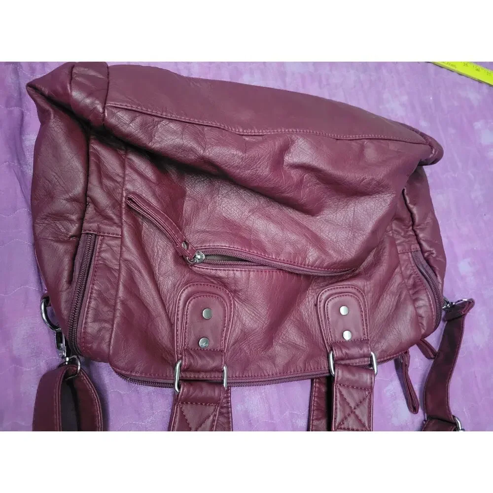 SCARLETON Satchel Handbag Purple Shoulder Bag Purse Soft Faux Leather ~ POCKETS!